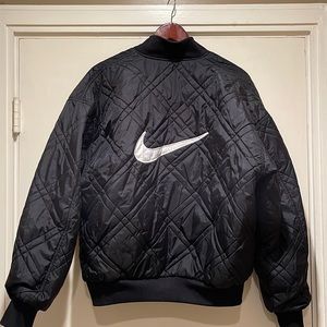 Vintage Nike Quilted Swoosh Bomber Jacket, Reversible, Large